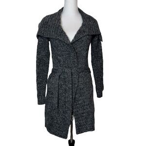 Vintage Esprit Cardigan Coat Chunky Knit Duster XS Belted Wool Alpaca Shawl Y2K